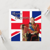 Carte Roi Charles III avec drapeau britannique Joyeux an (Devant/Arrière en situation)
