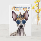 Carte Roi de chien de Terrier sans cheveux pour une jour (Fleur jaune)