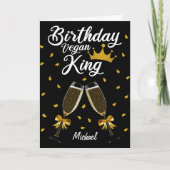 Carte Roi Végétalien Élégant Anniversaire Or et Noir (Devant)