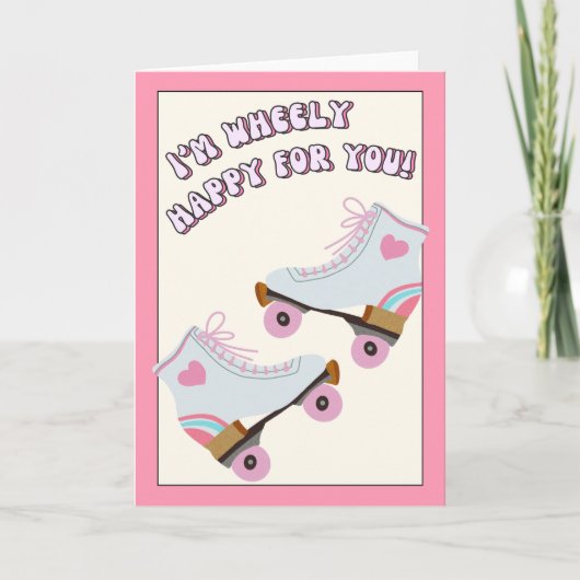 Carte Roller Skating Funny Pun Mariage Félicitations (Devant)