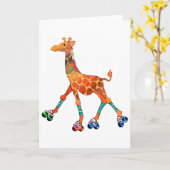 Carte Roller Sking Giraffe (Fleur jaune)