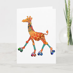 Carte Roller Sking Giraffe