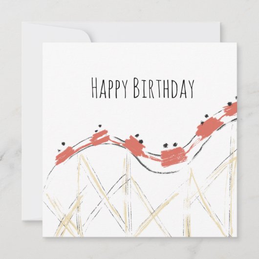 Carte Rollercoaster main dessinée Anniversaire (Devant)