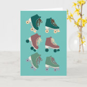 Carte Rollerskates Vert Dusty rose (Fleur jaune)