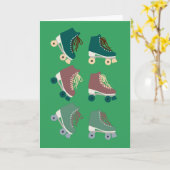 Carte Rollerskates Vert Dusty rose (Fleur jaune)
