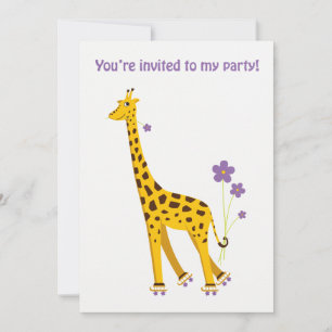 Carte Rollerskating drôle de girafe