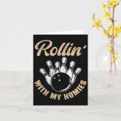 Carte Rollin Avec Mes Hommes Retro Bowling 5 (Fleur jaune)