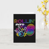 Carte Rollin Dans 8 Ans Anniversaire Bowling Party 8e (Fleur jaune)