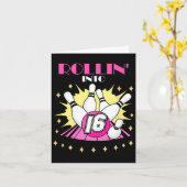 Carte Rollin In 16 Bowling Anniversaire Party 16. Garçon (Fleur jaune)