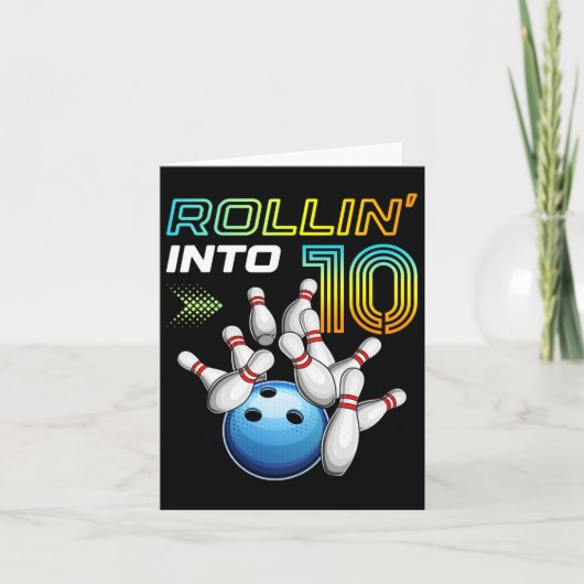 Carte Rollin Into 10 Retro Bowling Anniversaire 10e B (Devant)