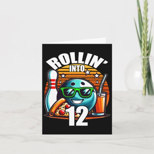 Carte Rollin Into 12 Bowling Anniversaire fête 12e anniv (Devant)