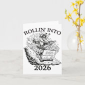 Carte Rollin’ Into 2026 Dumpster Fire New Year Party Fun (Fleur jaune)