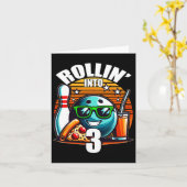 Carte Rollin Into 3 Bowling Anniversaire fête 3e anniver (Fleur jaune)