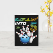 Carte Rollin Into 5 Retro Bowling Anniversaire 5e Bir (Fleur jaune)