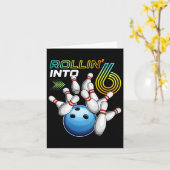 Carte Rollin Into 6 Retro Bowling Anniversaire 6e Bir (Fleur jaune)