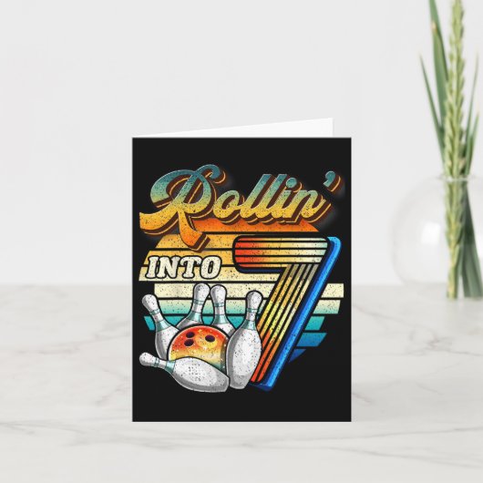 Carte Rollin Into 7 Bowling Anniversaire fête 7e Anniver (Devant)
