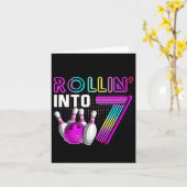 Carte Rollin Into 7 Bowling Anniversaire fête 7e Anniver (Fleur jaune)