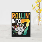 Carte Rollin Into 7 Retro Bowling Annithday Party 7th Bi (Fleur jaune)