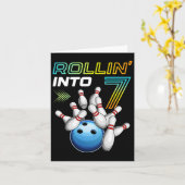 Carte Rollin Into 7 Retro Bowling Annithday Party 7th Bi (Fleur jaune)