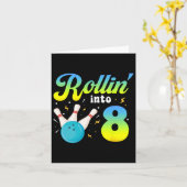 Carte Rollin' Into 8 Bowling 8ème Anniversaire Party 8 a (Fleur jaune)