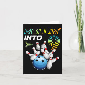 Carte Rollin Into 9 Retro Bowling Annithday Party 9th Bi