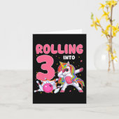 Carte Rolling Into 3 3e anniversaire Unicorn Bowling 3 a (Fleur jaune)