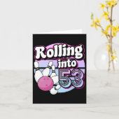 Carte Rolling Into 53 Bowling 53e anniversaire (Fleur jaune)