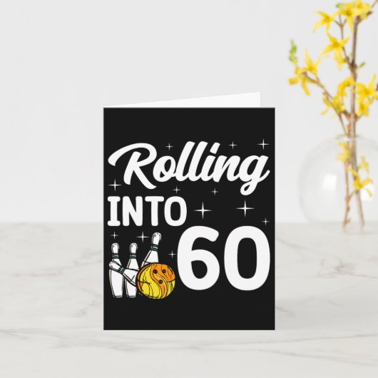 Carte Rolling Into 60 Bowling 60th Birthday (Fleur jaune)