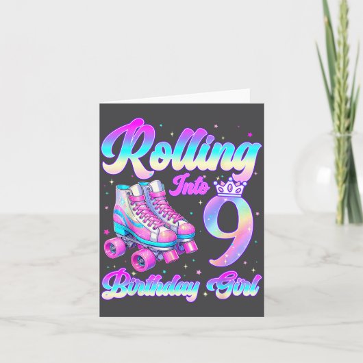 Carte Rolling Into 9 Year Old Roller Skating 9th Birthda (Devant)