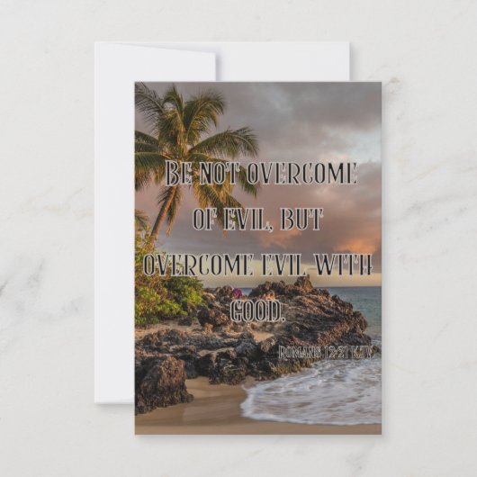 Carte Romains 12:21 KJV Bible Verse Pic Flat Salutation (Devant)