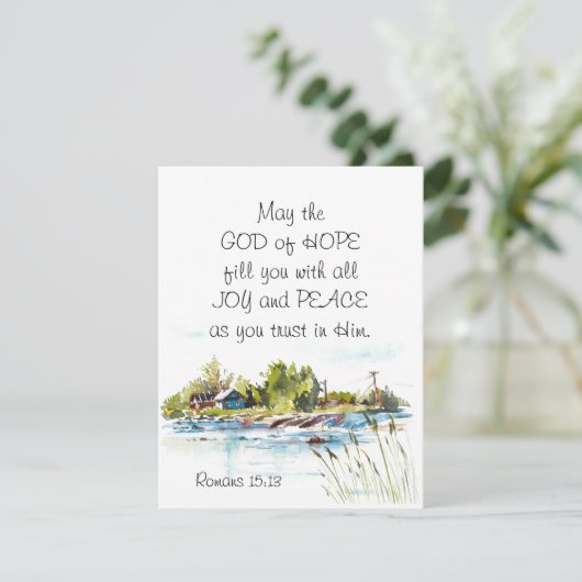 Carte Romains 15:13 Dieu de l'Espoir Bible Chrétienne Ca (Debout devant)