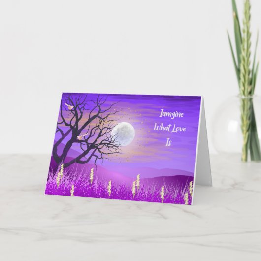 Carte Romance avec Paysage Violet & Lune (Devant)