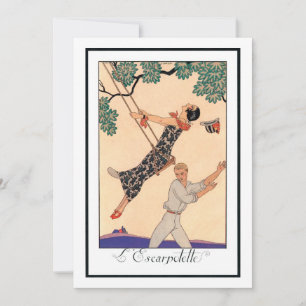 Carte Romance d'amour vintage, balançoire escarpolette B