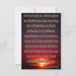 Carte Romans 5:3-5 KJV Bible Verse Pic Grey Card