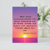 Carte Romans 5:8 KJV Bible Scripture Pic Grey Card (Debout devant)