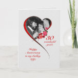 Carte Romantic 30e Wedding Anniversary for Wife<br><div class="desc">A very romantic and elegant 30th wedding anniversary card for your wife. Add a picture to make this card totally unique. A red heart surrounds your picture with red roses strewn around</div>