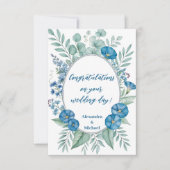 Carte Romantic Blue Fleur sauvage Mariage Félicitations (Devant)