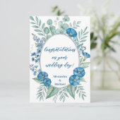 Carte Romantic Blue Fleur sauvage Mariage Félicitations (Debout devant)