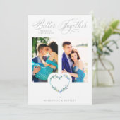 Carte Romantic Blue Shades Grey Floral Heart 2 Photos (Debout devant)