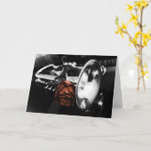 Carte Romantic Brass, cornet and red rose greetings card (Fleur jaune)