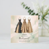 Carte Romantic Chic Three Bridesmaid Dresses Proposal (Debout devant)