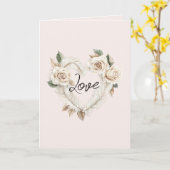 Carte Romantic Cream Blush Roses Feathers Floral Heart (Fleur jaune)