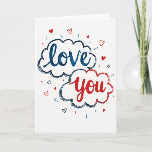 Carte Romantic Doodled I Love You Card (Devant)