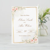 Carte Romantic Floral Save the date Dusty Blush Peo (Debout devant)