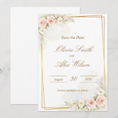 Carte Romantic Floral Save the date Dusty Blush Peo (Devant / Derrière)