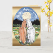 Carte Romantic Horse Moon Anniversaire Félicitations (Fleur jaune)