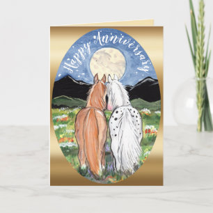 Carte Romantic Horse Moon Anniversaire Félicitations