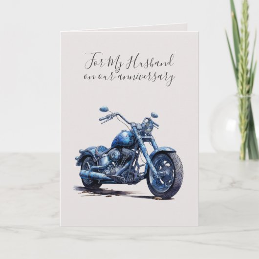 Carte Romantic I Love You Anniversary Blue Motorcycle (Devant)