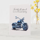 Carte Romantic I Love You Anniversary Blue Motorcycle (Fleur jaune)