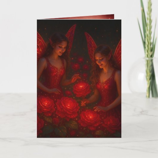 Carte Romantic Love Red Rose Fairy for Her (Devant)